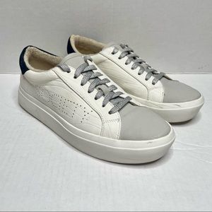 Sole Society Leather Casual Sneakers Women’s 6.5 White/Gray Lace Up